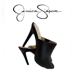 Jessica Simpson Rian Black Leather Slide Heel